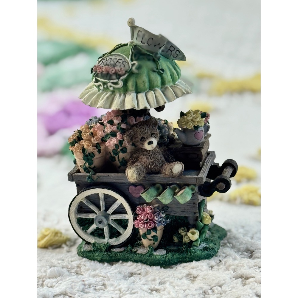 Ivy & Innocence Blossom's Flower Cart Teddy Bear Figurine 05121 Cast Art 1997 - Picture 2 of 9